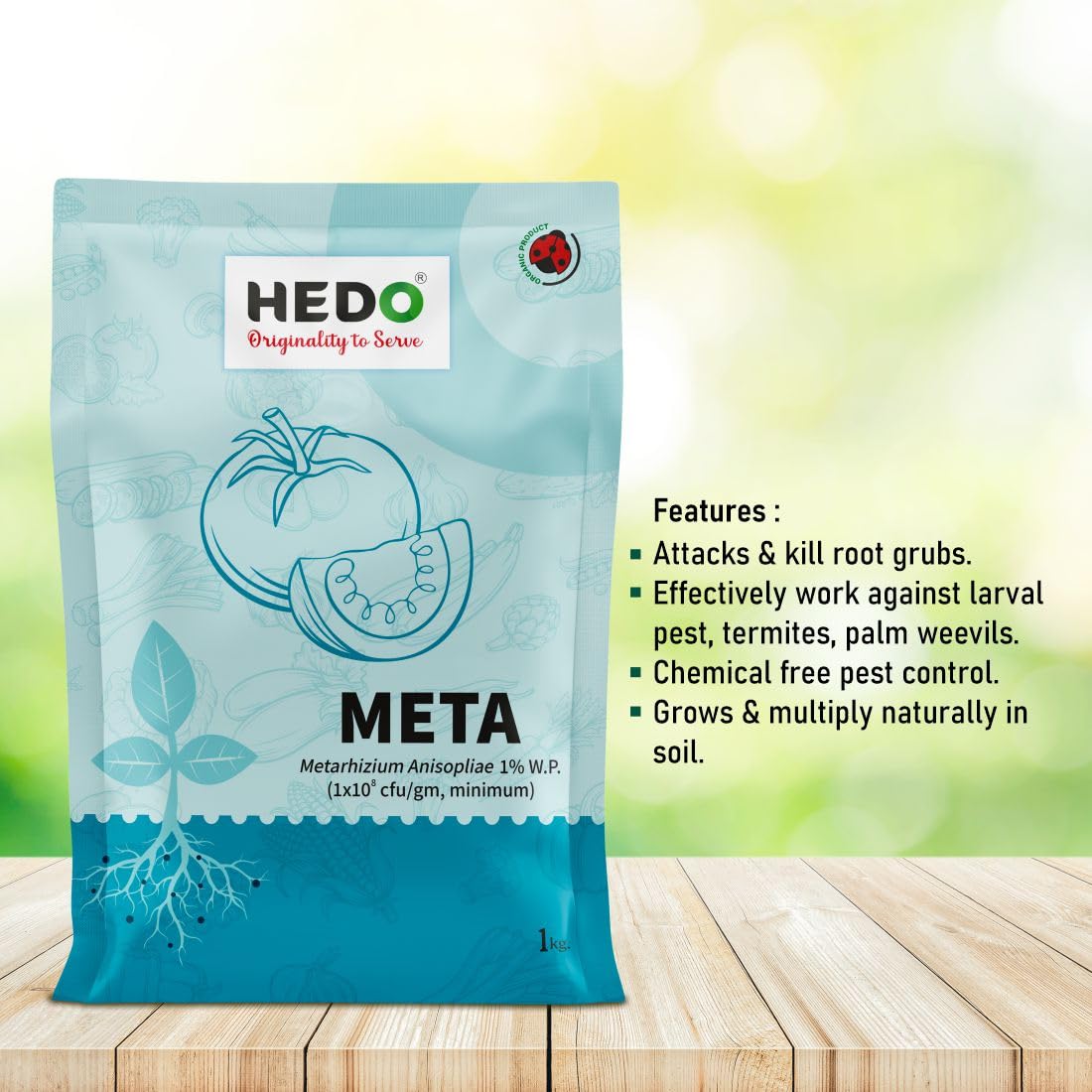 HEDO मेटारिज़ियम एनिसोप्लिए (1x10^8 CFU/gm) बायो-ऑर्गेनिक (1kg) पौधों के लिए सभी बीटल, वीविल, व्हाइट ग्रब, एफिड्स, थ्रिप्स को नियंत्रित करने के लिए