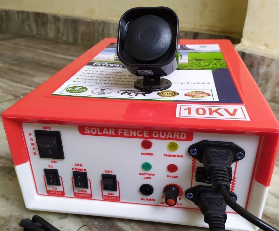 ज़टका मशीन एसी डीसी सोलर फेंस एनर्जाइज़र (झटका मशीन किट) 200 पीस इंसुलेटर 25 पीस कॉर्नर और सायरन केबल एक्सेसरीज के साथ