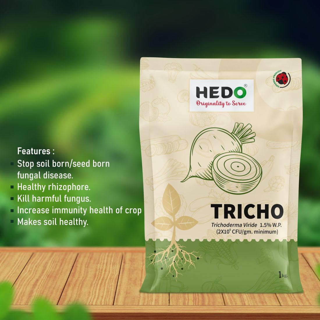 HEDO ट्राइकोडर्मा विराइड पाउडर (1Kg) बीज और युवा पौधों के लिए जैविक - फंगल और बैक्टीरियल रोग को नियंत्रित करने के लिए जैविक