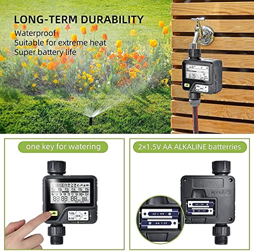 Pinolex® Sprinkler Drip Smart Rain Sensor Water Timer Controller Equipment Gardening Outdoor Hose with Manual Automatic Delay Mode Watering System 6 Irrigation Modes Memory for Lawn Farming Terrace