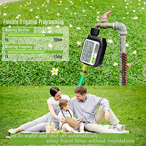 Pinolex® Sprinkler Water Timer with 3 Separate Watering Programs and Rain Auto Sensor Function, Garden Lawn Hose Faucet Timer Irrigation System Controller/Child Lock/Rain Barrel/3.5" Screen/IPX5 India