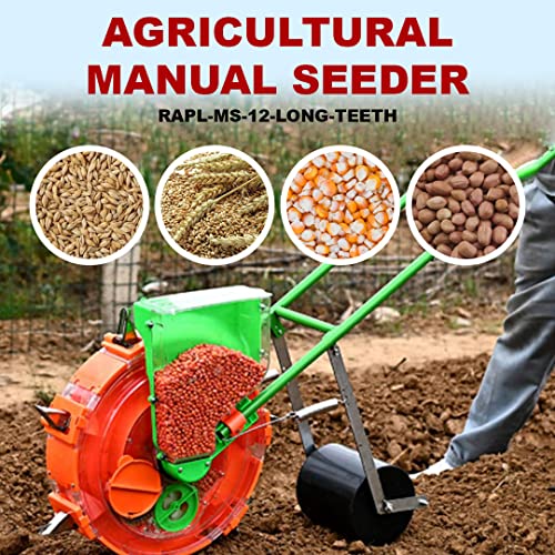 Really Agricultural Manual Seeder/ Long Teeth–12T/ Hand Operated Seeding Machine, Garden Tool Adjustable Manual Plant Seeder Seed Spreader, Garden Planter for Garden Vegetable Farm Gardening Supplies