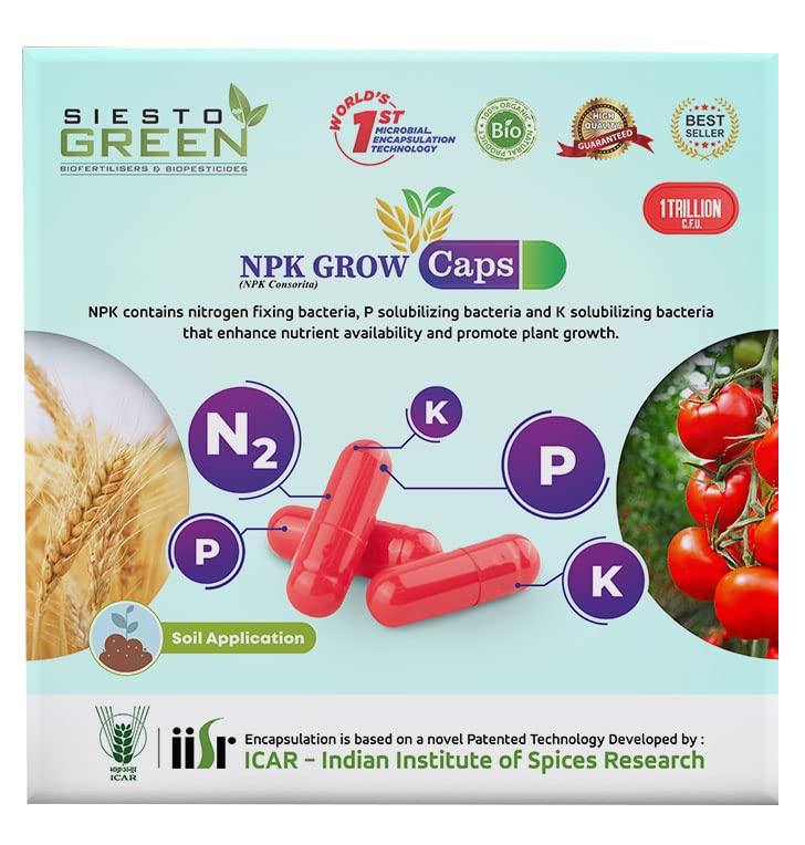 SIESTO GREEN जैव खते आणि जैव कीटकनाशक NPK ग्रो कॅप्स (6 कॅप्सूल)