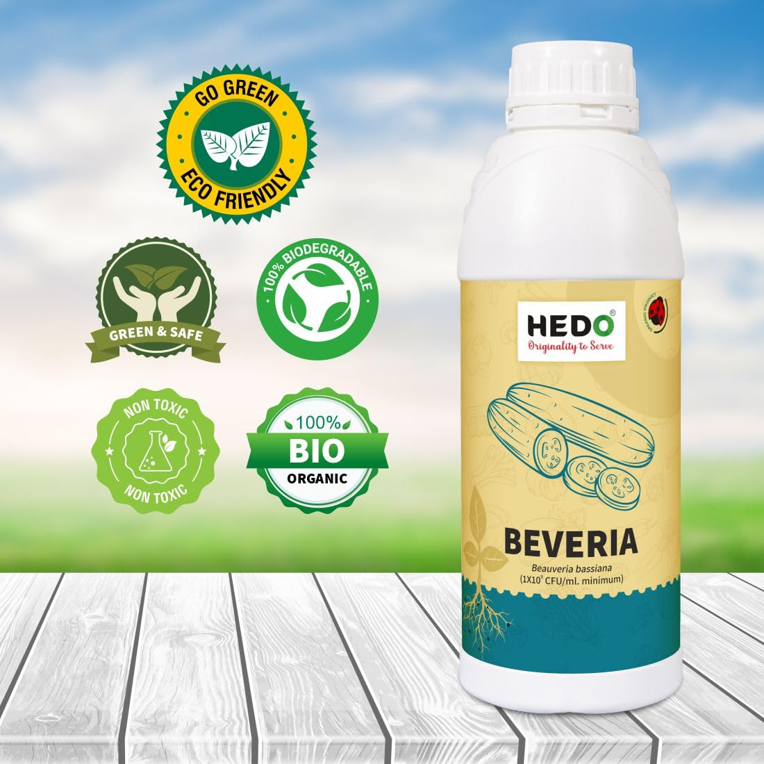HEDO ब्यूवेरिया बेसियाना लिक्विड (1X10^8 CFU/Ml) बायो-ऑर्गेनिक (1L) पौधों के लिए एफिड्स, थ्रिप्स और व्हाइटफ़्लाइज़ को नियंत्रित करने के लिए