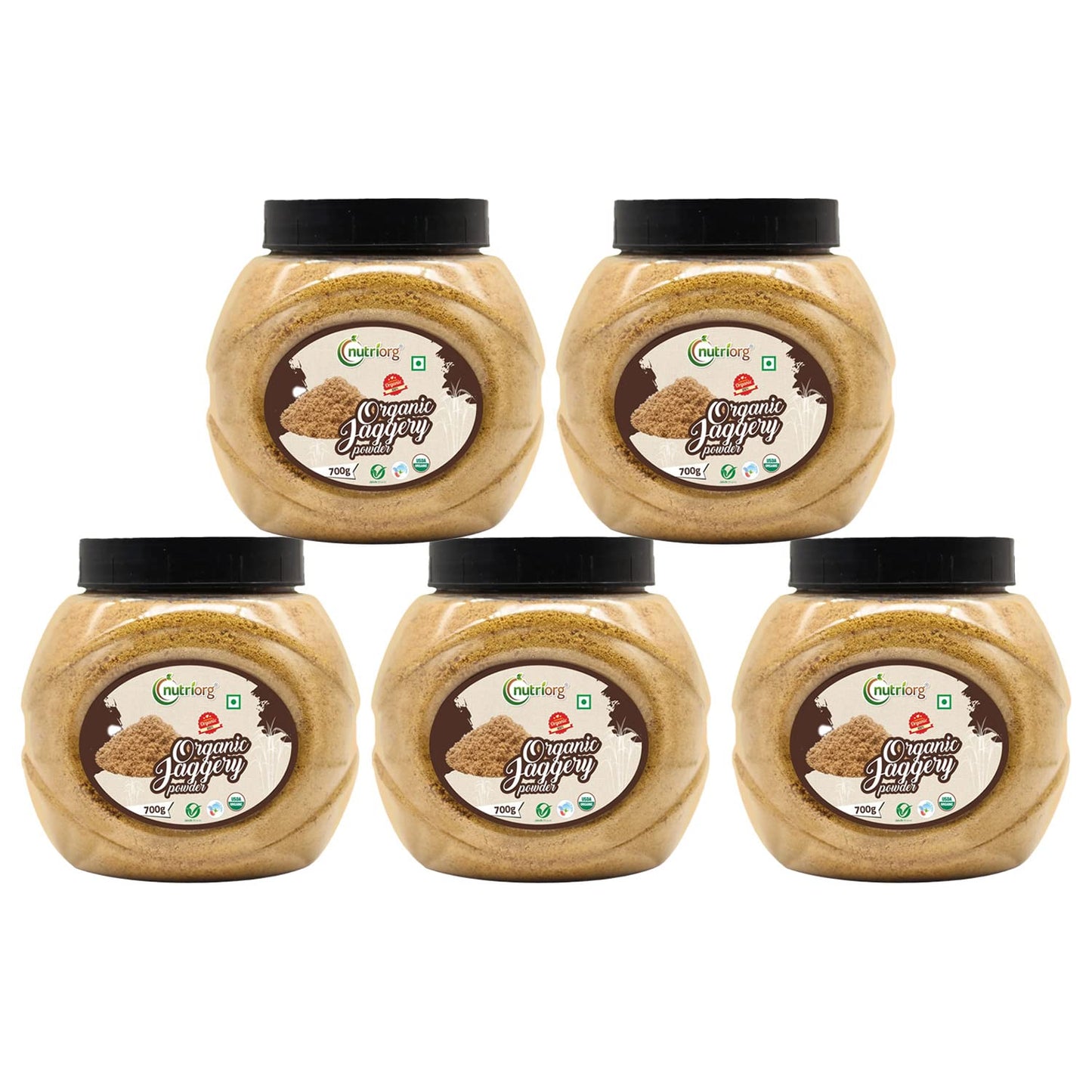 Nutriorg Certified Organic Jaggery Powder 3500g ( Pack of 5*700) | Organically Grown | No Preservatives Added