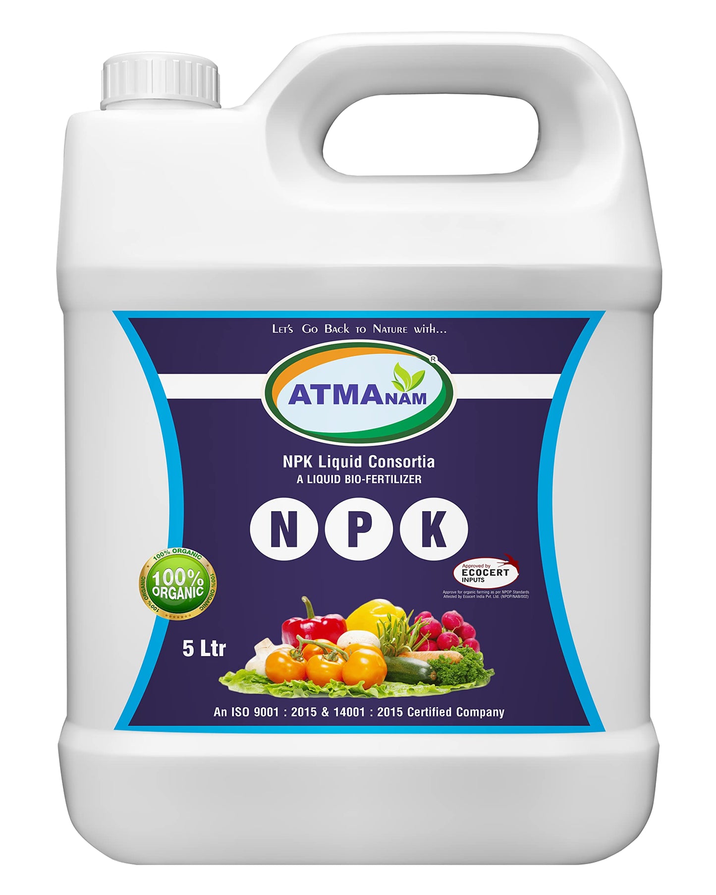 Atmanam Liquid Soil Booster | with Micro & Macro Nutrients | NPK | Immunity & Growth Booster for All Plants| Organic Liquid Fertilizer for All Indoor and Outdoor Garden| 5 LTR