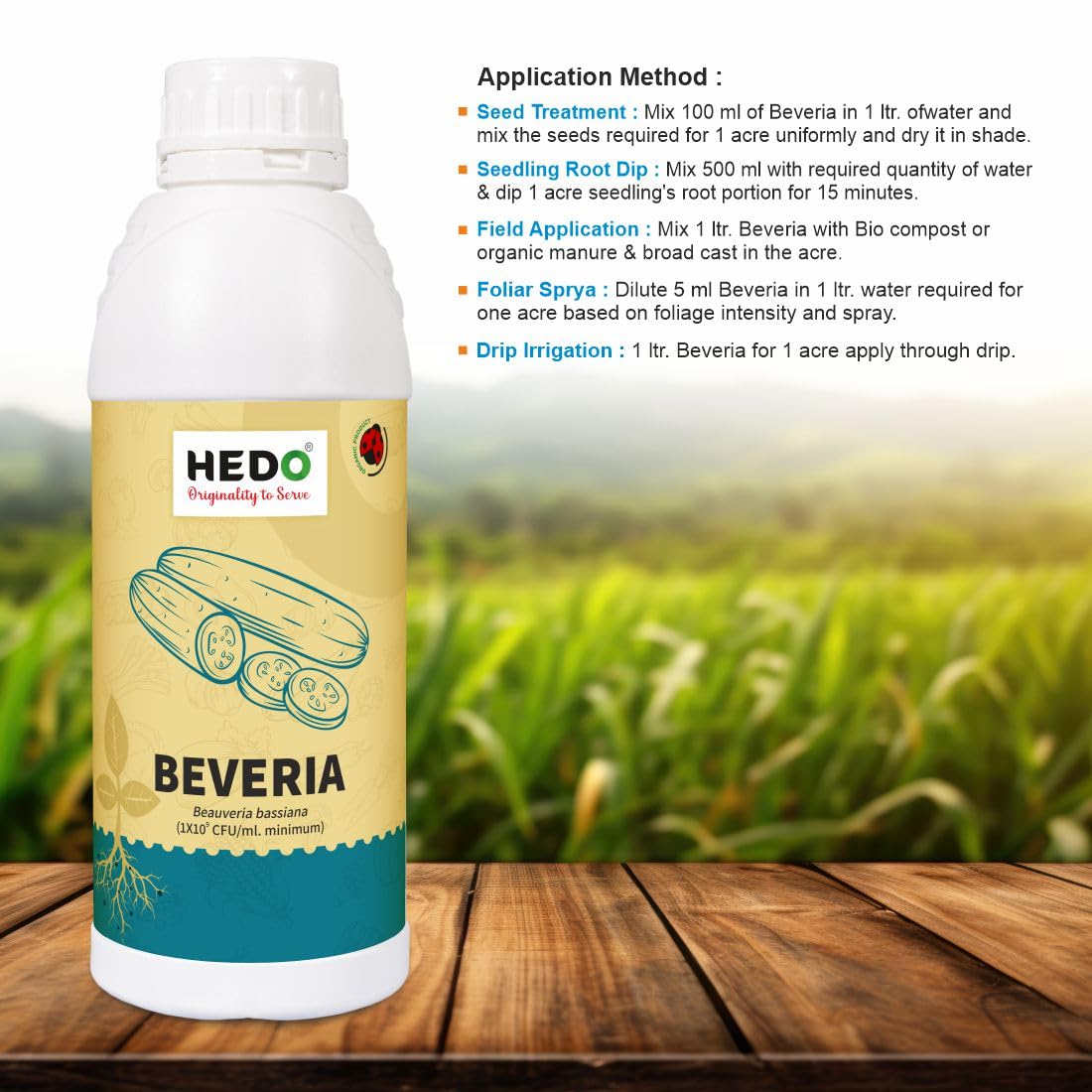 HEDO ब्यूवेरिया बेसियाना लिक्विड (1X10^8 CFU/Ml) बायो-ऑर्गेनिक (1L) पौधों के लिए एफिड्स, थ्रिप्स और व्हाइटफ़्लाइज़ को नियंत्रित करने के लिए