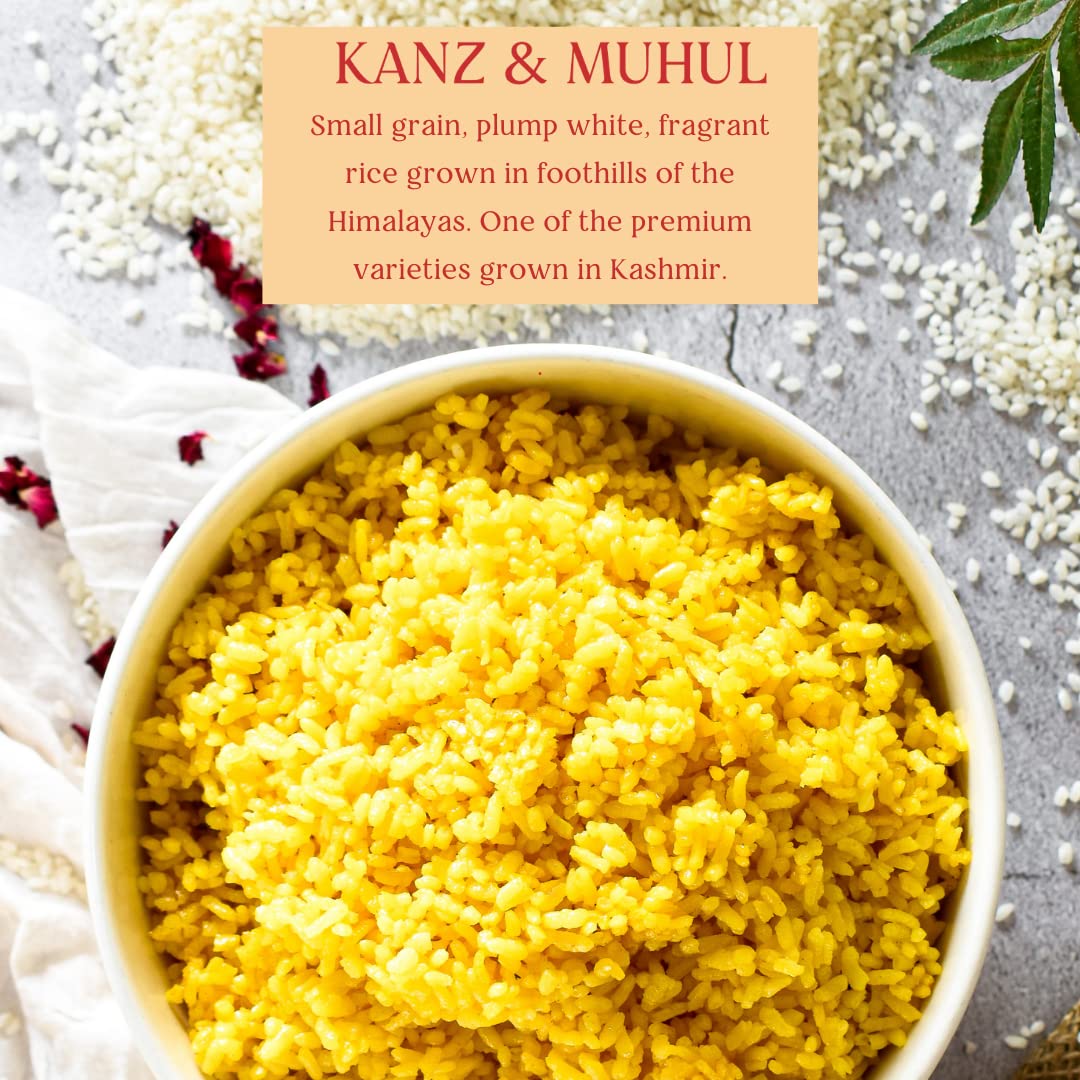 KANZ & MUHUL Natural Premium (2 Kg) Pure Mushk Budij Kashmiri Aromatic Rice Naturally Aged, Rich Aroma, Natural Scented Perfect Fit For Everyday | Highly Nutritious, Delicious Natural Fragrance Mushk Budij Kashmiri Aromatic Rice Basmati Rice 2 Kg