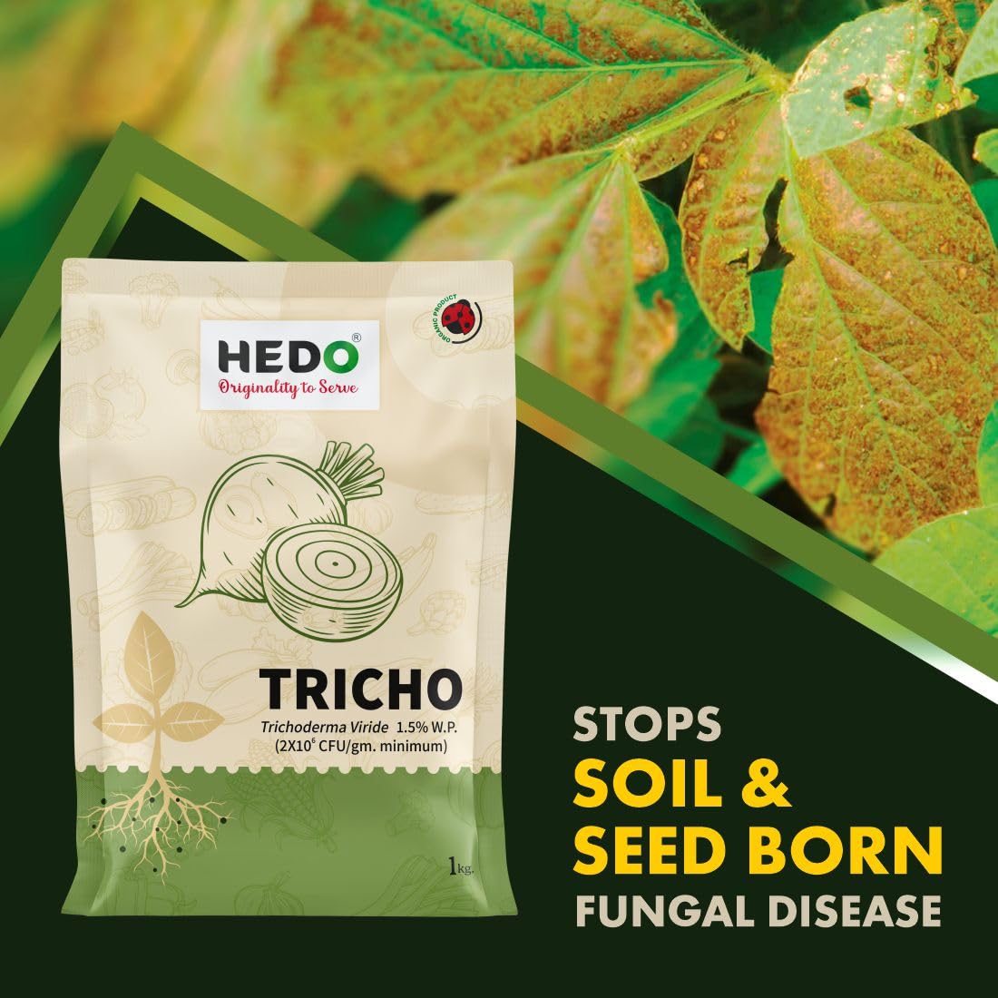 HEDO ट्राइकोडर्मा विराइड पाउडर (1Kg) बीज और युवा पौधों के लिए जैविक - फंगल और बैक्टीरियल रोग को नियंत्रित करने के लिए जैविक