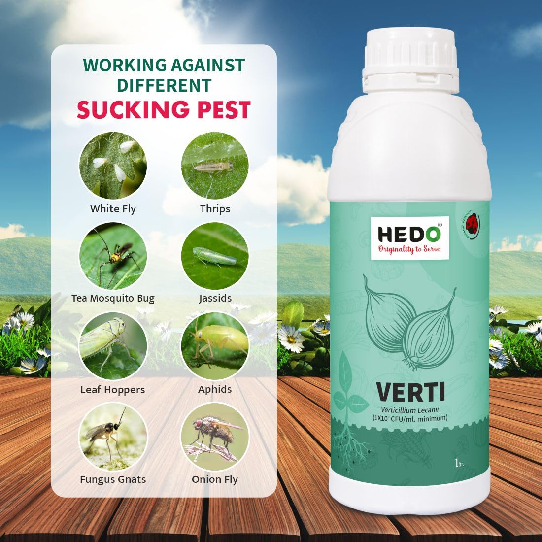 HEDO वर्टिसिलियम लेकानी बायो-ऑर्गेनिक लिक्विड (1L) पौधों के लिए - एफिड्स, थ्रिप्स और व्हाइटफ़्लाइज़ जैसे चूसने वाले कीटों के खिलाफ़