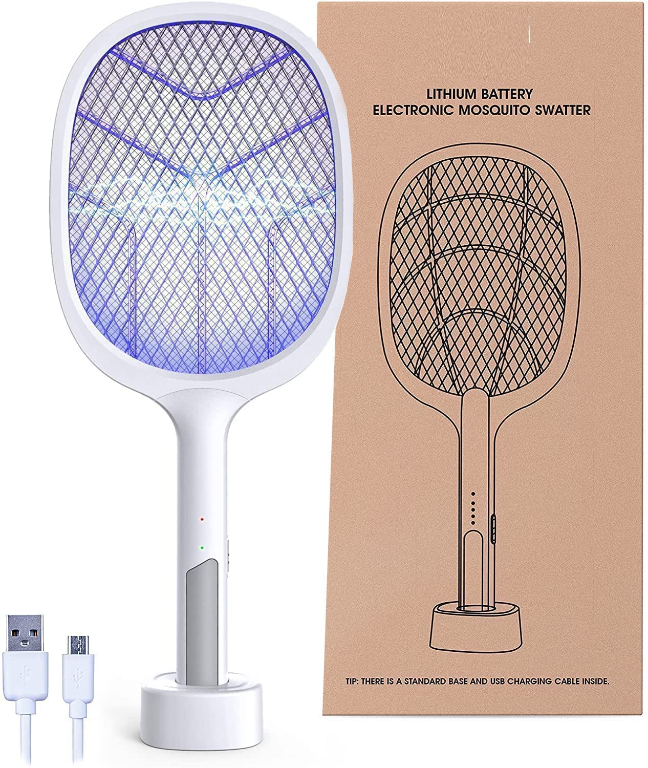 BRITA मॉस्किटो बॅट with UV Light Lamp Five Nights Mosquito Killer Autokill 2-in-1 Mosquito Racket 1200mAh लिथियम-आयन रिचार्जेबल बॅटरी हँडहेल्ड इलेक्ट्रिक फ्लाय स्वेटर रॅकेट (मॉस्किटो रॅकेट)