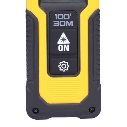 DEWALT DWHT77100 30M कॉर्डलेस लेजर डिस्टेंस मेजरर 2xAAA बैटरी के साथ दूरी क्षेत्र और आयतन माप के लिए रंगीन स्क्रीन के साथ घर, DIY और व्यावसायिक उपयोग के लिए, 1 वर्ष की वारंटी, पीला और काला