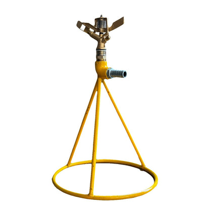 YUVCON Sprinkler with Stand, 360 Degree Rotating Brass Sprinkler with 3/4 inch Nipple for Pipe Attachment, Iron Metal Circular Base Stand, High Impact Water Sprinkler for Gardening & Agriculture