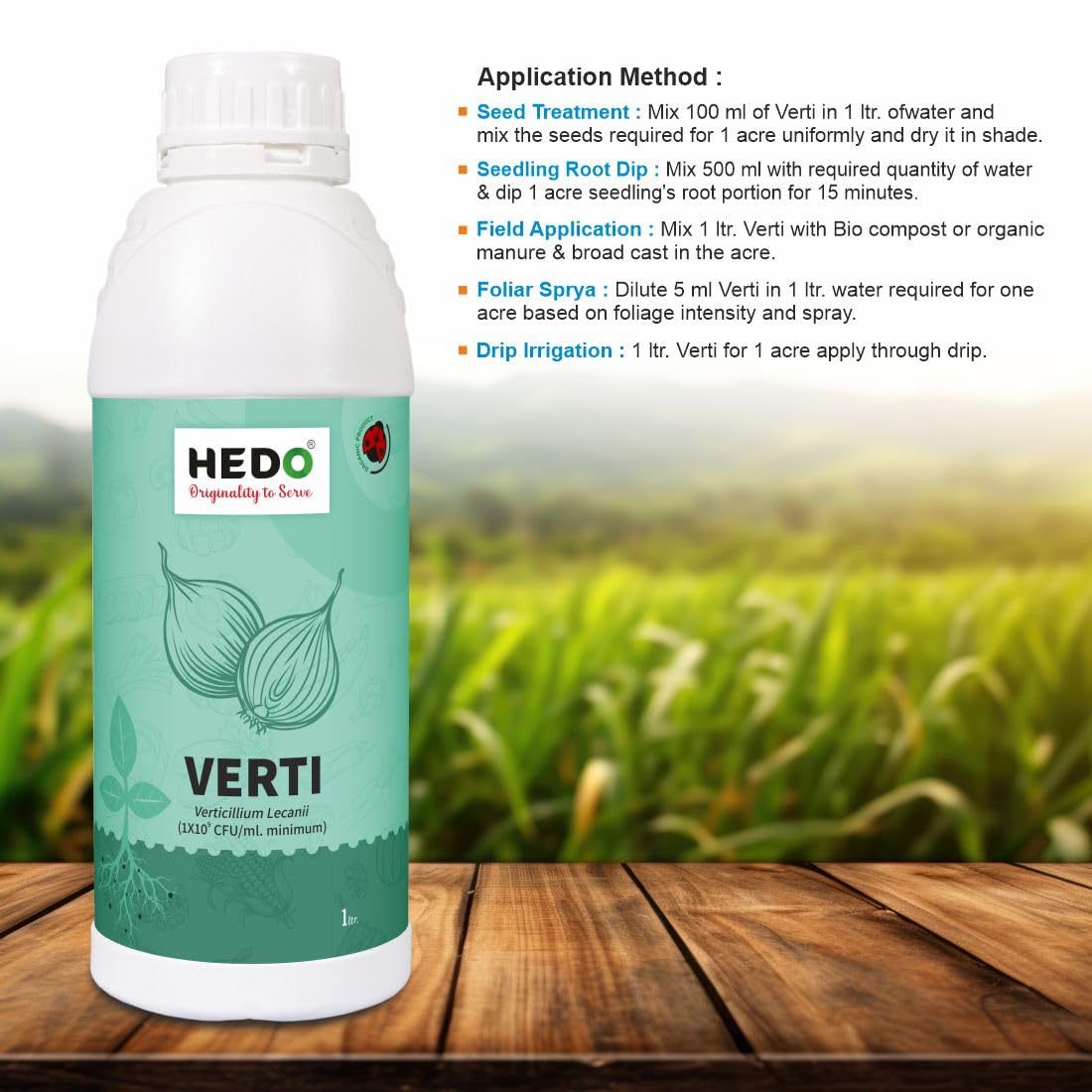 HEDO वर्टिसिलियम लेकानी बायो-ऑर्गेनिक लिक्विड (1L) पौधों और फसलों के लिए - एफिड्स, थ्रिप्स और व्हाइटफ़्लाइज़ जैसे चूसने वाले कीटों के खिलाफ़