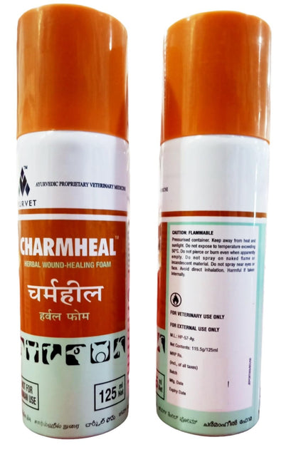 CHARMHEAL Multiaction Skin Spray Ayurvedic Proprietary Veterinary Herbal Wound-Healing Foam for Small & Large Animals (Pack of 2) 100 ml 2Pcs