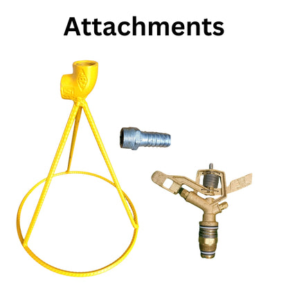 YUVCON Sprinkler with Stand, 360 Degree Rotating Brass Sprinkler with 3/4 inch Nipple for Pipe Attachment, Iron Metal Circular Base Stand, High Impact Water Sprinkler for Gardening & Agriculture