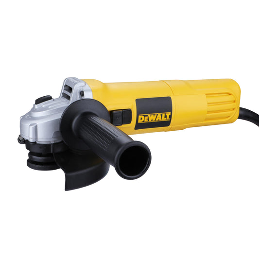DEWALT DWE4115, 950W, 5'' (100mm) हेवी ड्युटी अँगल ग्राइंडर हेवी ड्युटी ऍप्लिकेशन्ससाठी स्पिंडल लॉक आणि स्लाईड स्विचसह इंजिनिअर केलेले, 2 वर्षांची वॉरंटी (साइड हँडल समाविष्ट)