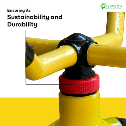 YUVCON Sprinkler for Garden, 4 arm Sprinkler with 360 Degree Rotation, Dispenses The Water evenly, fits 1/2", 3/4" & 1" inch Pipe, Water Sprinkler