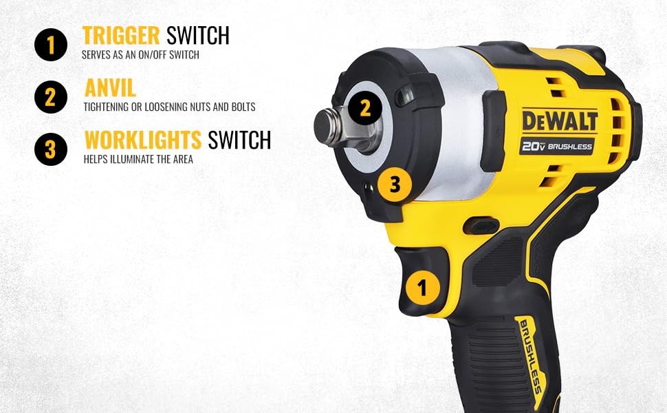 DEWALT DCF911N-B1 1/2'' 20V मॅक्स ली-आयन रिव्हर्सिबल कॉर्डलेस ब्रशलेस कॉम्पॅक्ट, 542 Nm टॉर्क (बेअर टूल)