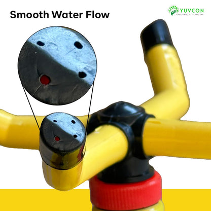 YUVCON Sprinkler for Garden, 4 arm Sprinkler with 360 Degree Rotation, Dispenses The Water evenly, fits 1/2", 3/4" & 1" inch Pipe, Water Sprinkler