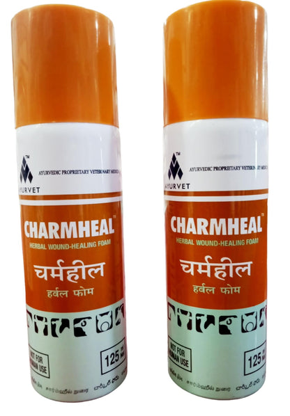 CHARMHEAL Multiaction Skin Spray Ayurvedic Proprietary Veterinary Herbal Wound-Healing Foam for Small & Large Animals (Pack of 2) 100 ml 2Pcs