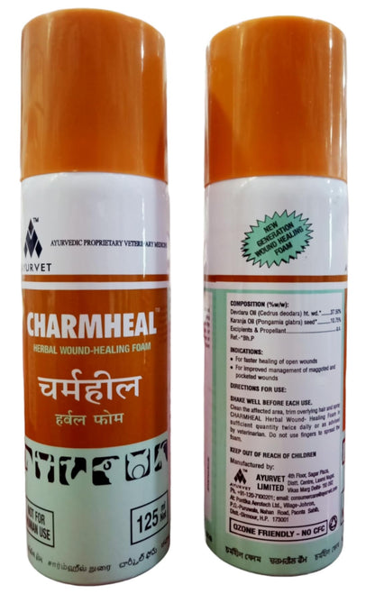 CHARMHEAL Multiaction Skin Spray Ayurvedic Proprietary Veterinary Herbal Wound-Healing Foam for Small & Large Animals (Pack of 2) 100 ml 2Pcs