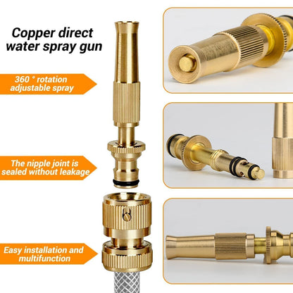ROMINO Brass Water Spray Nozzle Suitable for 1/2" Hose Pipe Adjustable Brass Spray Nozzle Water Pressure Booster Brass Nozzle Water Spray Gun for Car Wash & Gardening Water Pressure Nozzle