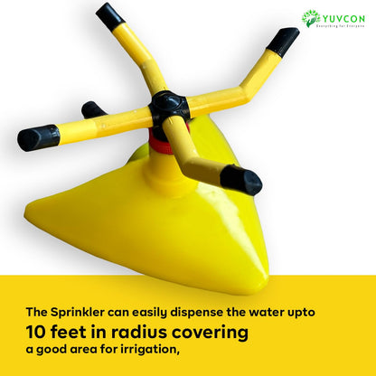 YUVCON Sprinkler for Garden, 4 arm Sprinkler with 360 Degree Rotation, Dispenses The Water evenly, fits 1/2", 3/4" & 1" inch Pipe, Water Sprinkler