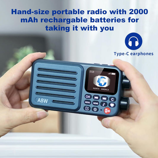 Portable Smart Internet Radio Receiver WIFI/4G Radio Speaker with FM, Micro-SD Card, All World Radios, for Home with WiFi, Digital Radio