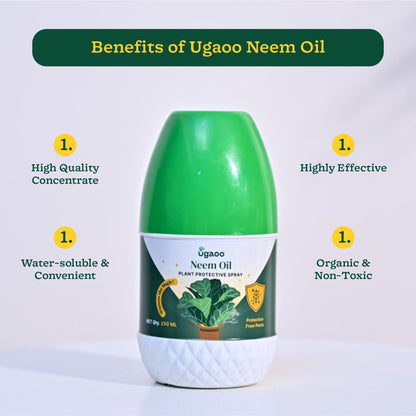 UGAOO प्युअर कोल्ड प्रेस्ड कडुनिंब तेल वनस्पती आणि बागेसाठी (250 मिली) | पाण्यात विरघळणारे आणि सेंद्रिय | वनस्पतींच्या कीटकांवर अत्यंत प्रभावी