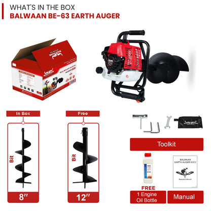 Balwaan BE-63 Earth Auger with 8 & 12 inch