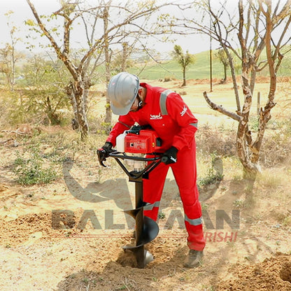 Balwaan BE-63 Earth Auger 63 cc Powerful Heavy Duty Engine with Planter Suitable for Digging Holes Plantation & Fencing Purpose (4 Inch Single Sprial Planter)