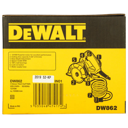 DEWALT DW862 1270 वॅट 4-इंच हेवी ड्यूटी वेट मार्बल कटर/पाना आणि सॉकेटसह टाइल कटर