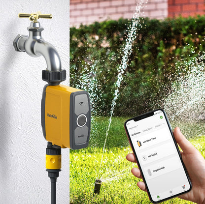 RainPoint Smart WiFi Hose 1-Zone Drip Irrigation Garden Water Timer with WiFi Hub Socket | Mobile APP and Voice Controlled- Google Home and Amazon Alexa
