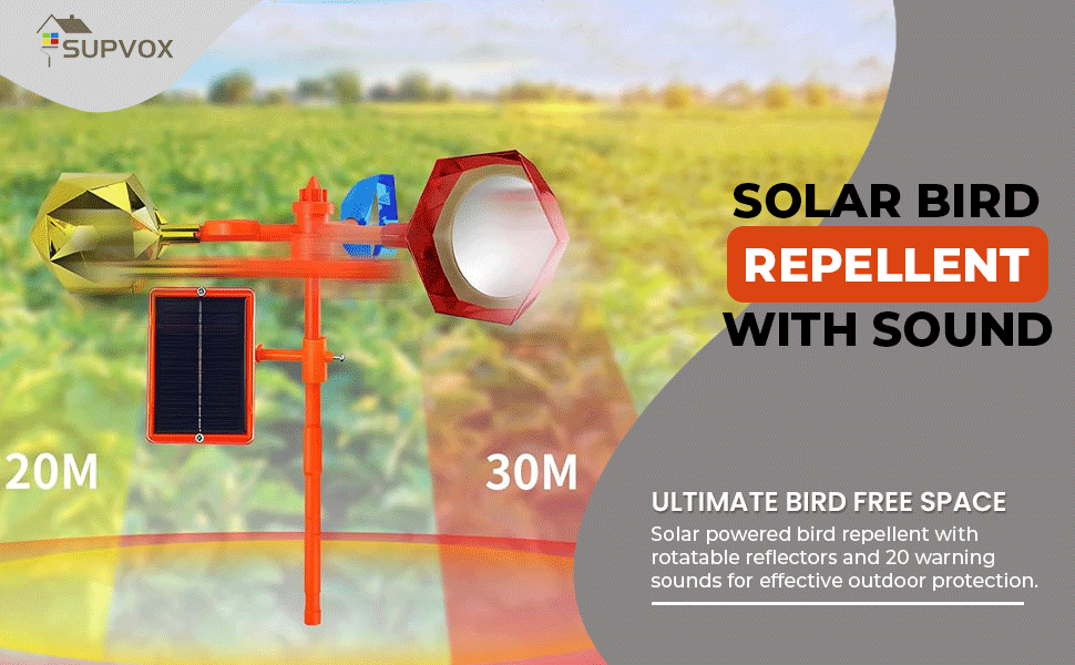solar bird repellent with sound and light