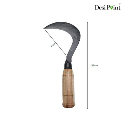 Desi Point Handmade Crop Cutting Curved Saw | Khurpi (Wooden Handle), for Grass and Weed Removing - Gardening and Agriculture Purpose