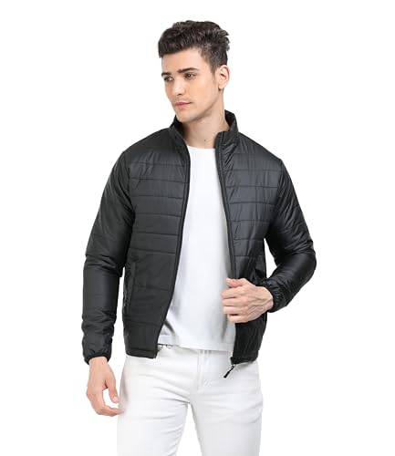 Scott International Men 's Quilted Puffer Jacket - Lightweight, Water Repellant, Elastic Cuffs, Zipped Pockets, Casual Winter Jacket - Stylish Outerwear for Men (SS23-TWRAP-JKT-BL-L, Black, L)