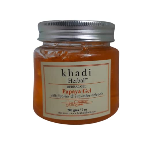 Khadi Herbal Papaya Moisturizing Gel for Face with Liquorice and Cucumber extract | For Skin Moisturising and Anti-Pigmentation | Suitable for All Skin Types | Pack of 1 (200g)