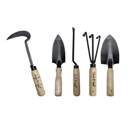 Desi Point Handmade Gardening Tools Set - Khurpi, Small Trowel, Big Trowel, Hand Weeder and Three Teeth Cultivator (Khurpi + 4 Tools)