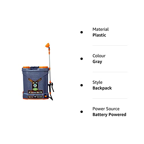 Pad Corp By Padgilwar Corporation Double Bull Battery Operated Sprayer 12Vx14 Strong Tank 18 Liter, 4 Set Of Nozzles, High Pressure Double Motor, 1.7 Ah Fast Charger, Gray, Battery Powered