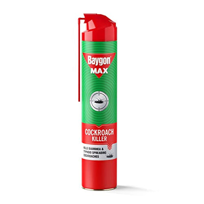 Baygon Max Cockroach Killer Spray, 625ml | Kills Diarrhea and Typhoid Spreading Cockroaches | 360 Degree Deep-Reach MaxiWand | Lasts Up To 4 Weeks