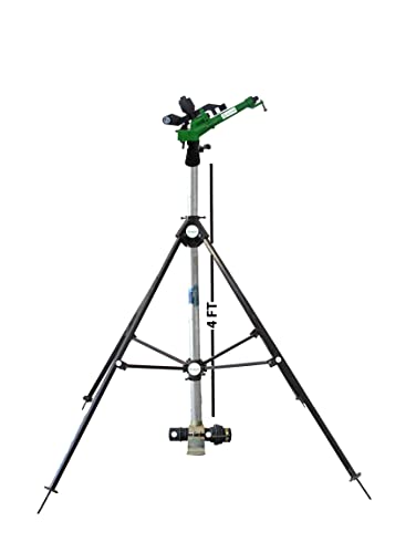 JALKIPARI® RAINGUN SET COMBO WITH JALKIPARI PVC 1.50INCH RAIN GUN, COMPLETE ADAPTER SET, 4 FT ISI G.I. Riser PIPE, 4 LEG HEIGHT ADJUSTABLE STAND ((P) TYPE SPRINKLER ADAPTER SET, 75MM (2.5"INCH))