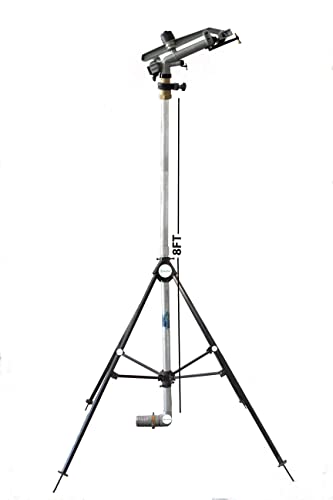 JALKIPARI® RAINGUN SET COMBO WITH AUTOMAT HT42G PELICAN RAIN GUN, COMPLETE ADAPTER SET, 8 FT ISI G.I. Riser PIPE, 4 Leg Height Adjustable stand (GI FITTING (NIPPLE TYPE), 2"INCH GI NIPPLE)