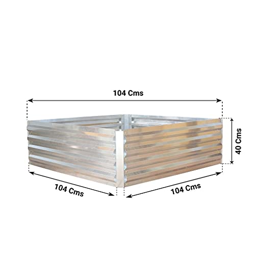TrustBasket Heavy Duty 0.5 GSM Galvanized Raised Garden Beds Metal Elevated Planter Box Steel Large for Terrace Garden Plants- Grow Vegetables, Flowers, Herbs for Gardening Bed (40 inch)