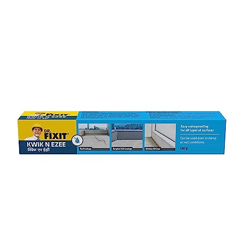 Dr.Fixit Kwik N Ezee. Ready to Use Gap and Crack Filler, 150gm (White), DIY Waterproofing for Home Use, Tile Grout and Sealant for Tiles, Concrete, Metal, PVC, Wood, Suitable for Wet & Damp areas