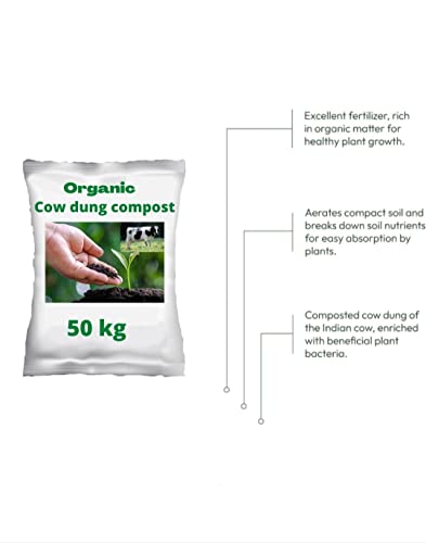 Plant Cow Dung fertilizers for Plants, Cow Dung Manure for Plants, Cow Manure for Plants, Cow Manure for Home Gardening, Cow Dung Compost for Plants (50 kg)