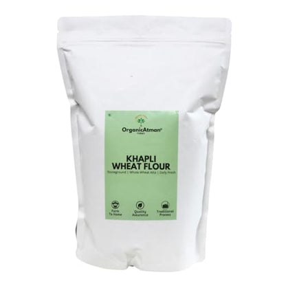 Organic Atman Farms Khapli Wheat Flour (Emmer Wheat Flour) Stoneground | Daily Fresh Flour (1KG) Khapli Atta, Ancient Wheat, Long Grain I 1 kg | Rich in Micronutrients | No Artificial Preservatives