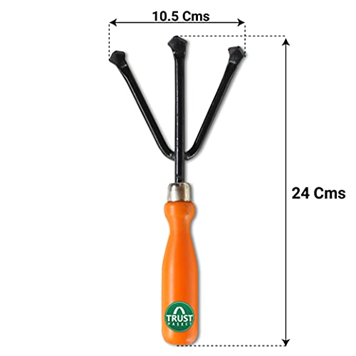 TrustBasket Gardening Hand Tools Set - 5 Pcs (Cultivator, Big and Small Trowel, Weeder, Fork) | Gardening Tools for Home Garden | Durable Plant Tool Kit | Farming Tools