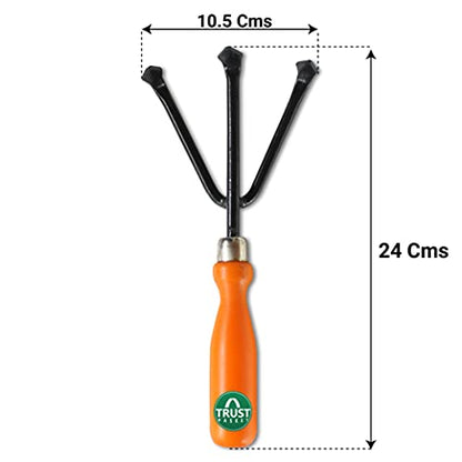 TrustBasket Gardening Hand Tools Set - 5 Pcs (Cultivator, Big and Small Trowel, Weeder, Fork) | Gardening Tools for Home Garden | Durable Plant Tool Kit | Farming Tools