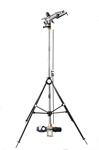 JALKIPARI® RAINGUN SET COMBO WITH AUTOMAT HT40G PENGUIN RAIN GUN, COMPLETE ADAPTER SET, 8FT ISI G.I. Riser PIPE, 4 Leg Height Adjustable Stand ((C) EPC TYPE SPRINKLER ADAPTER SET, 50MM(1.50"INCH))